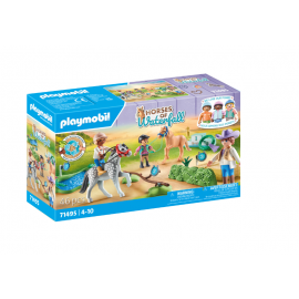 CAVALIERS AVEC PONEYS ET...